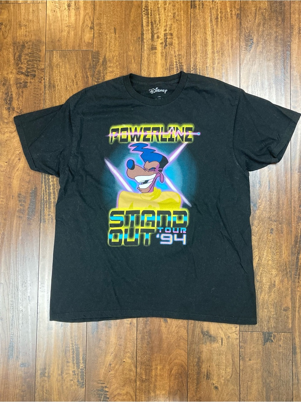 GOOFY MOVIE POWERLINE Stand Out Tour ’94 Shirt Black Size XL Disney